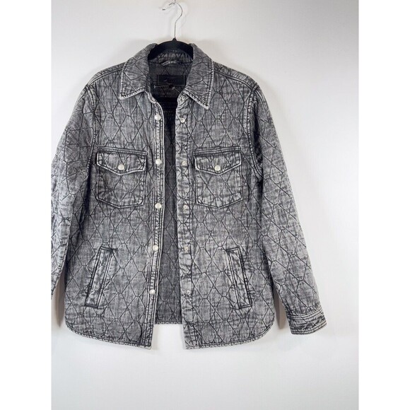 BLANKNYC Womens Jacket Gray Button Up Quilted Shacket Acid Wash Outdoor Small - Picture 5 of 9